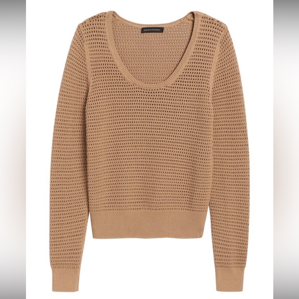 Banana Republic Brown pointtelle cropped Sweater with Textured Knit size S